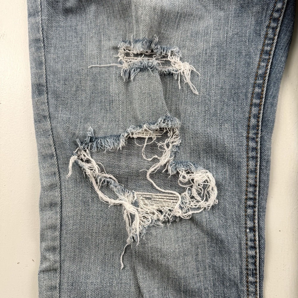 Free People Distressed Jeans Women 29 Raw Hem Blue Light Wash‎ Cotton Stretch - Picture 6 of 14
